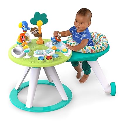 Bright Starts Around We Go 2-in-1 Walk-Around Baby Activity Center & Table, Tropic Cool, Ages 6 Months+