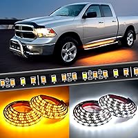 Nilight Truck LED Running Board Lights 2PCS 70 Inch LED Side Maker Light with 216 LEDs White Courtesy Light & Sequential Amber Turn Signal Lighting Strips for Extended & Crew Cab Trucks Pickup