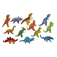 Set of 12 Small Stretchy and Crunchy Dinosaurs Animal - Sensory Fidget Toy - Dino Party Favor - 12 Different Species (1 Dozen)