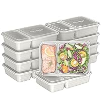 Bentgo® 20-Piece Lightweight, Durable, Reusable BPA-Free 2-Compartment Containers - Microwave, Freezer, Dishwasher Safe - Whisper Gray