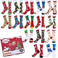 15 Pairs Crew Christmas Holiday Socks，Cozy Funny Cotton Knit Xmas Soft Socks for Woman