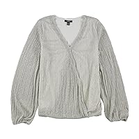 Alfani Womens Shimmer Pullover Blouse, Off-White, X-Large