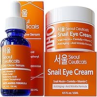 Korean Vitamin C Serum + 97.5% Snail Mucin Eye Cream Set for Glowing Skin & Youthful Eyes