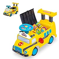 Play-Doh Activity School Bus - Push and Ride On Toy Car for Kids Up to 44 Lbs, Lights and Sounds. Includes Shape and Number Cutters, Play Doh Set, Kids Ride On Toy, Push Car for Girls and Boys