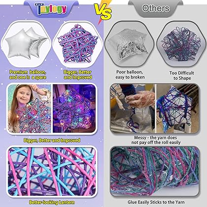 3D String Art Kit for Kids - Upgraded Makes a Light-Up Star Lantern with Multi-Colored Lights - Crafts for Girls and Boys - Kids Gifts - DIY Arts & Craft Kits for 8, 9, 10, 11, 12 Year Old Girl