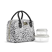 Fit & Fresh Lunch Bag For Women, Insulated Womens Lunch Bag For Work, Leakproof & Stain-Resistant Large Lunch Box For Women With Containers, Zipper Closure Bloomington Bag Cheetah