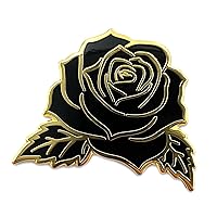 Black Rose Enamel Lapel Pin - Dark Flower Wreath