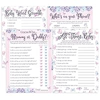 Butterfly Baby Shower Game Pack - Guess Who: Mommy or Daddy, All Things Baby, What's On Your Phone & Word Scramble, 4 Game Bundle for 20 Guests