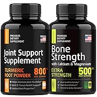 Bone and Joint Fortification - Joint & Knee Support Supplement, Bone Strength Supplements - Turmeric Glucosamine Chondroitin MSM 800mg 60pcs and Calcium Supplement 500mg 90pcs