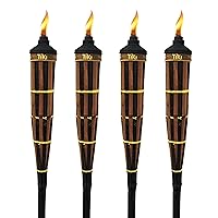 TIKI® Brand 60-inch Royal Polynesian Bamboo Torch; Dark Finish 4-pack,Brown