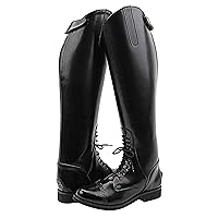 Women Ladies Victory Leather English Field Boots Horse Back Riding Equestrian Black