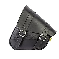 Willie & Max Black Synthetic Leather Small Motorcycle Swingarm Bag for Softail/Triangulated Swingarm Models - Chrome Buckles - Made in USA [59776-00]