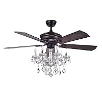 Warehouse of Tiffany CFL-8213REMO/AB Havorand 52-inch 5-Blade Crystal Chandelier (Optional Remote) Ceiling Fan, One Size, Antique Bronze