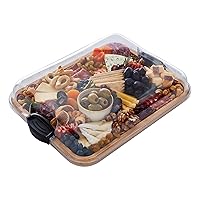 FARBERWARE Build-A-Board Bamboo Cutting Board with Clear Locking Lid and Black Handles, Perfect for Charcuterie, Snacks, and More - Make it. Take it. Enjoy it, 11x14 Inch, Single Compartment