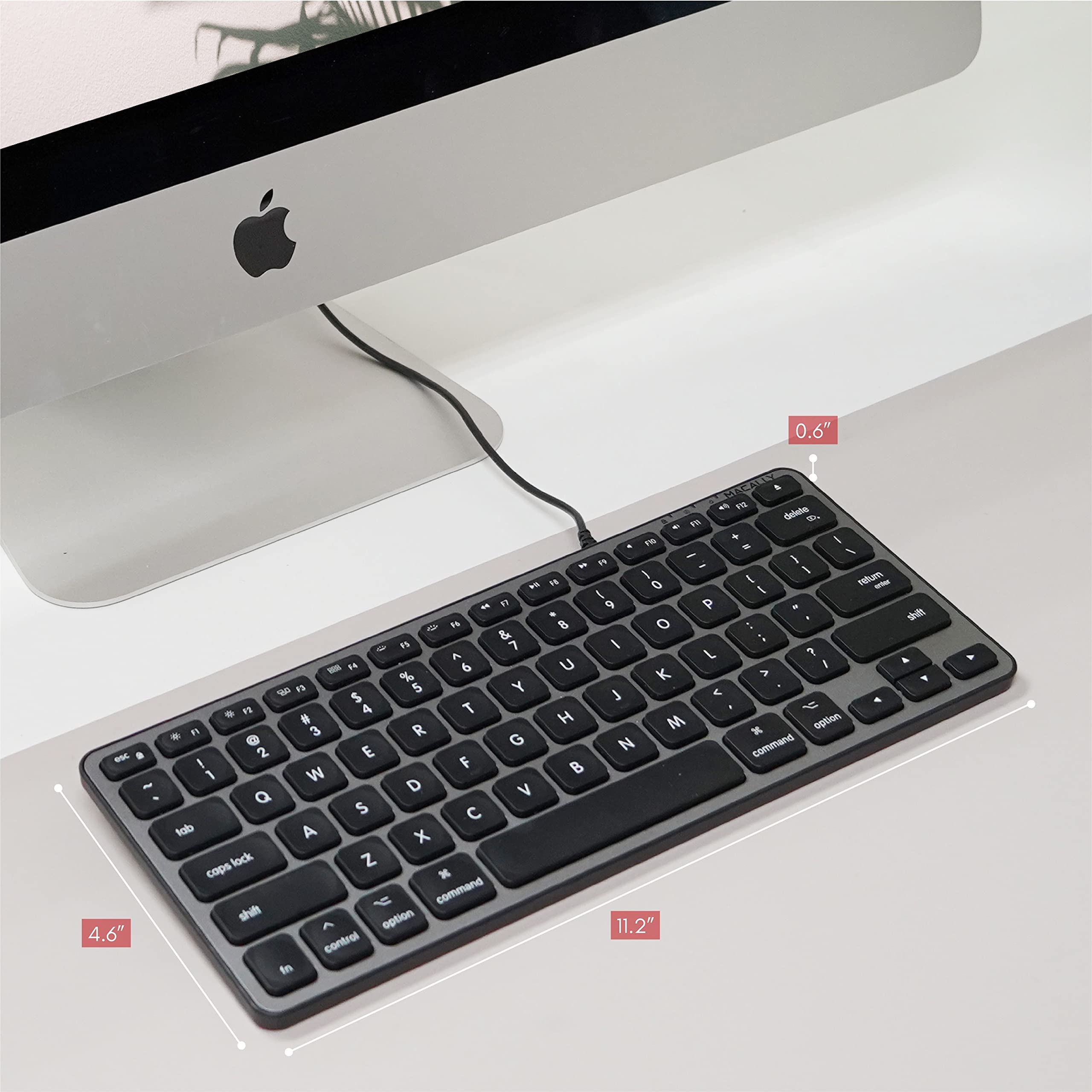 Macally Backlit Compact Keyboard and a Wired Computer Mouse, Sleek Black