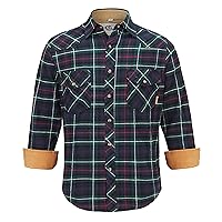 COEVALS CLUB Men's Flannel Shirts Long Sleeve Western Snap Casual Plaid Work Shirts