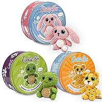 Cookie Box Crochet Kits for Beginners - Turtle Hugo, Bunny Lola and Leopard Leo - Bundle