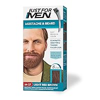 Just For Men Mustache & Beard, Beard Dye for Men with Brush Included for Easy Application, With Biotin Aloe and Coconut Oil for Healthy Facial Hair - Light Red Brown, M-27, Pack of 1