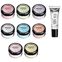 Pastel Glitter Shakers by Moon Glitter – 100% Cosmetic Glitter for Face, Body, Nails, Hair and Lips - 0.10oz - Set of 8 colours