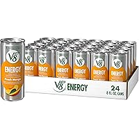 V8 +ENERGY Peach Mango Energy Drink, Made With Real Vegetable And Fruit Juices, 8 Ounce Can (Pack Of 24)