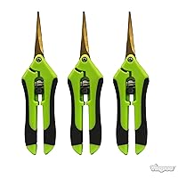Viagrow Pruning Shear with Titanium Coated Straight Precision Blades, Hand Pruner for Gardening, Green, 3-Pack