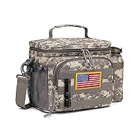 TACTICISM Tactical Lunch Box for Men - 12L MOLLE Lunch Bag Adult, Up to 8 Hours Insulated lunchbox, Long-lasting Leakproof Cooler with Detachable Water Bottle Pouch, for Work Camping, ACU Camo