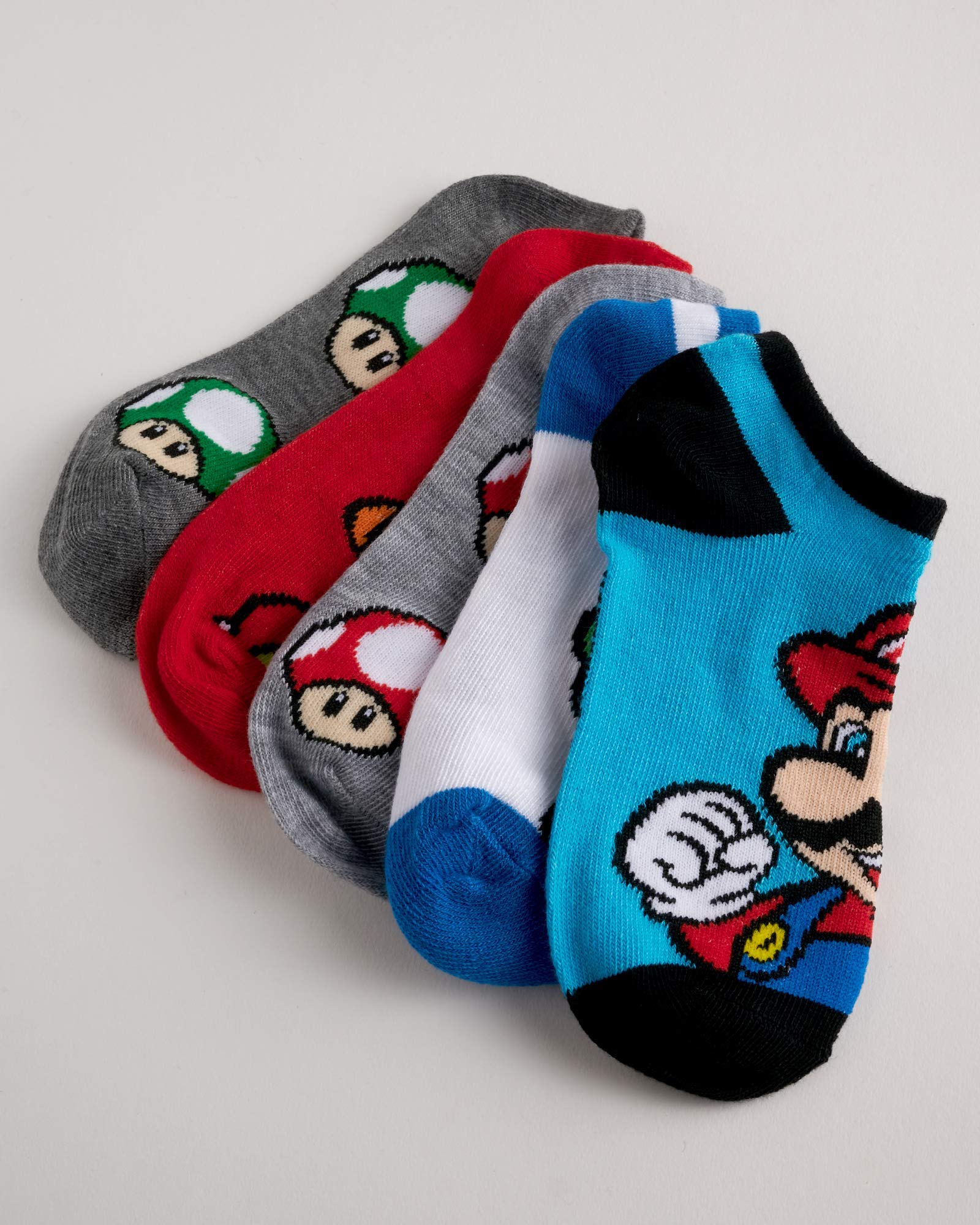 Mario Boys 5 Pack No Show Socks