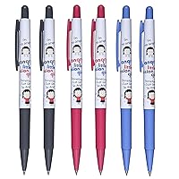 Xeno Angry Little Asian Girl Cartoon Character 0.5mm Ball Point Pen, LOW Viscosity Ink (Assorted 6pcs)