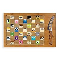 PICNIC TIME Disney Pixar Collection Icon Glass Top Cutting Board & Knife Set, Cheese Boards Charcuterie Boards, Serving Platter, (Parawood & Bamboo)