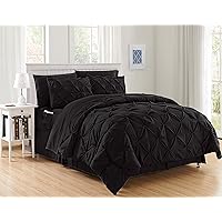 Elegant Comfort Luxury Best, Softest, Coziest 8-Piece Bed-in-a-Bag Comforter Set - Silky Soft Complete Set Includes Bed Sheet Set with Double Sided Storage Pockets, Full/Queen, Black