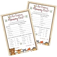 DISTINCTIVS Who Knows Mommy Best - Woodland Baby Shower Game - 20 Cards