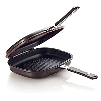 Happycall Titanium Nonstick Double Pan, Omelette Pan, Flip Pan, Square, Dishwasher Safe, PFOA-free, Brown (Jumbo Grill)