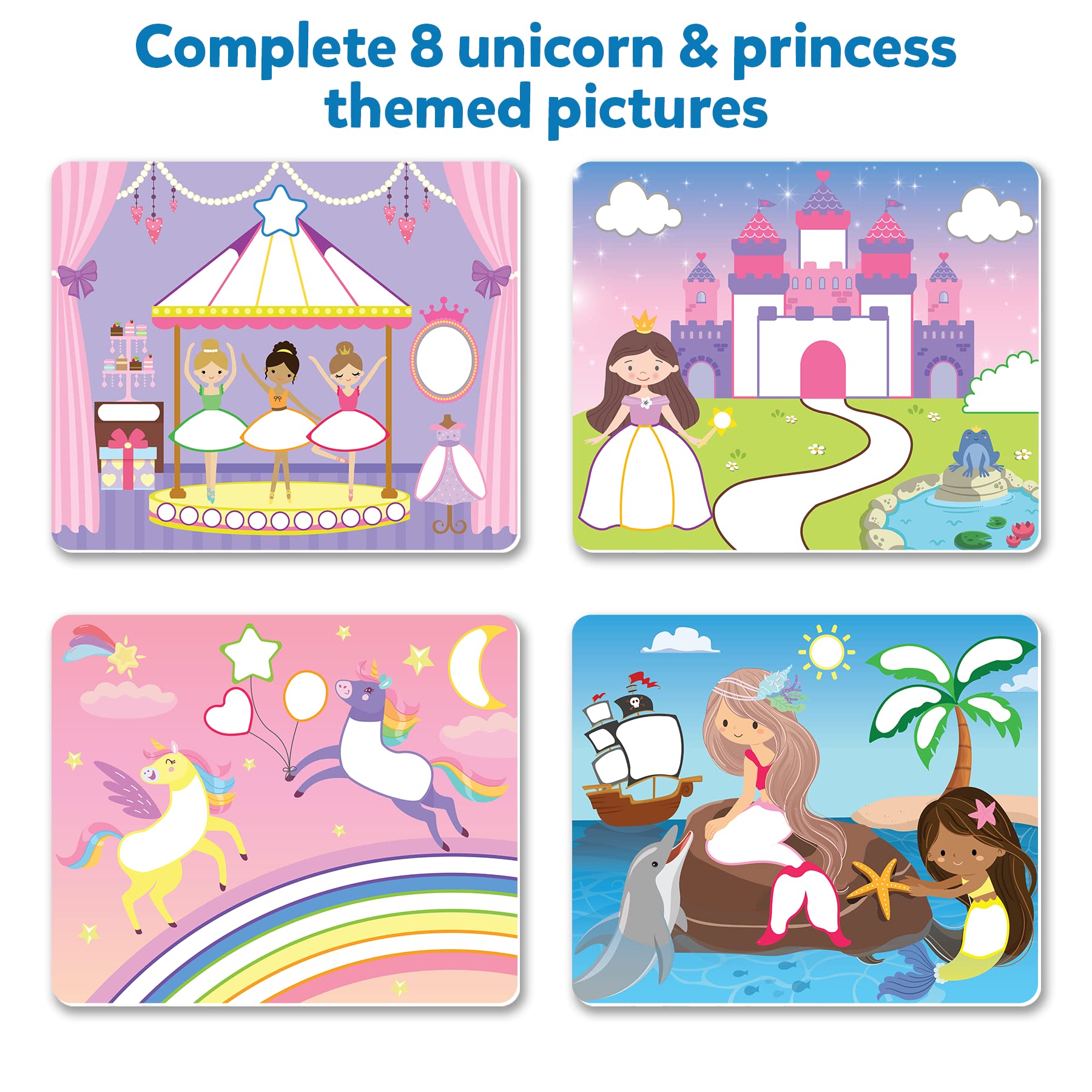 Skillmatics Art Activity Dot It - Unicorns & Princesses, No Mess Sticker Art for Kids, Craft Kits, DIY Activity, Gifts for Ages 3 to 7