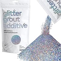 Hemway Glitter Grout Additive add Sparkle to Mosaic Tiles, Bathrooms, Wet Rooms, Kitchens, Tiled Based Rooms and Cement Based Grouts 100g / 3.5oz - Silver Holographic