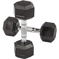 BalanceFrom Rubber Encased Hex Dumbbell in Pairs, Singles or Set