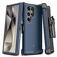 MYBAT Pro Maverick Series for Samsung Galaxy S24 Ultra Case with Belt Clip Holster, 6.8 inch, Heavy Duty Military Grade Drop Protective Case with 360° Rotating Stand (No Screen Protector) Blue