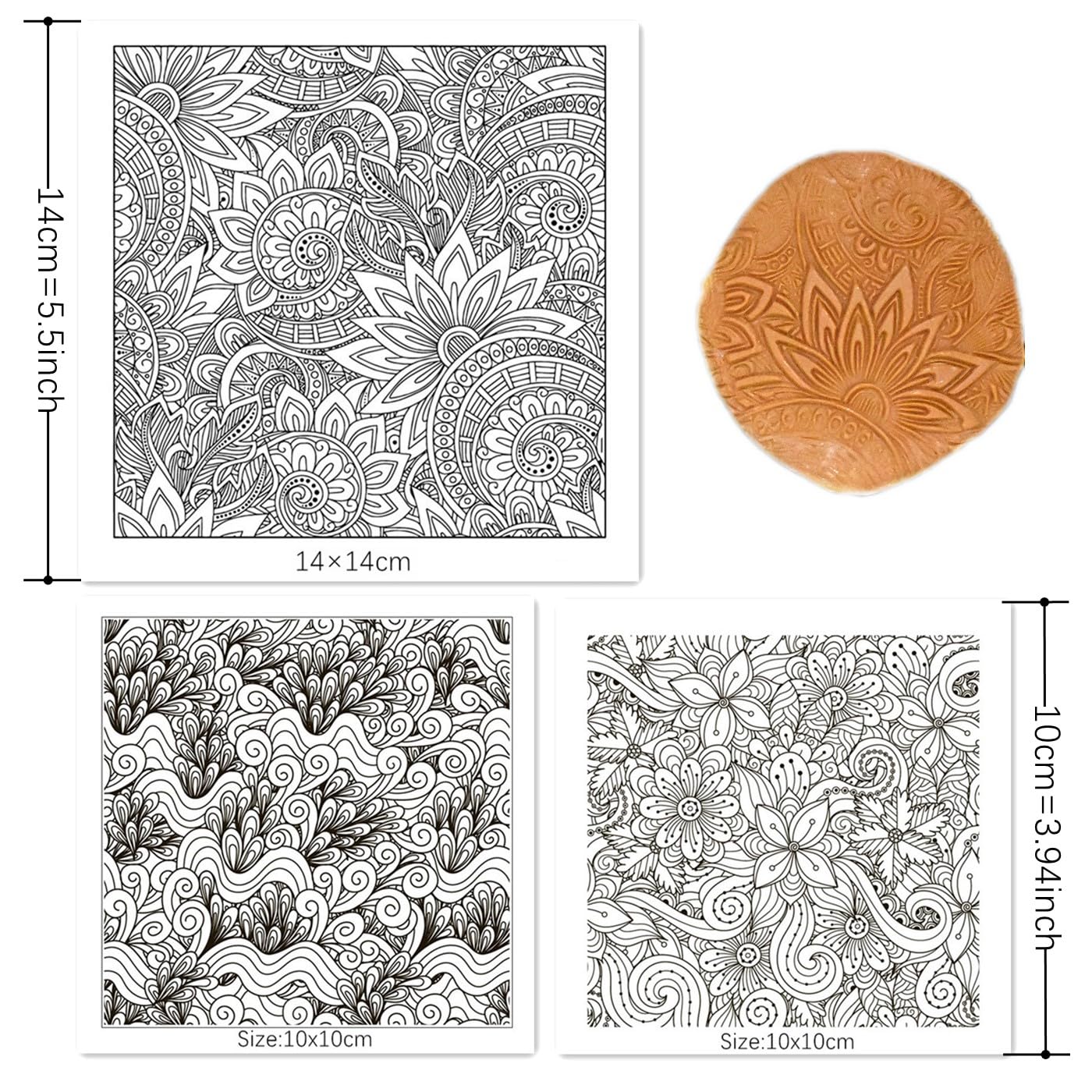 Premium Silicone Texture Stamp Sheets for Polymer Clay Jewelry and Clay Earrings - Set of 3 Floral and Unique Patterns - Easy to Use and Clean (Group 1)