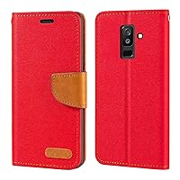 Samsung Galaxy A6 Plus 2018 Case, Oxford Leather Wallet Case with Soft TPU Back Cover Magnet Flip Case for Samsung Galaxy A9 Star Lite