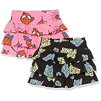 Amazon Essentials Disney | Marvel | Star Wars | Frozen | Princess Girls' Knit Ruffle Scooter Skirts (Previously Spotted Zebra), Pack of 2, Marvel Spider-Man, Small