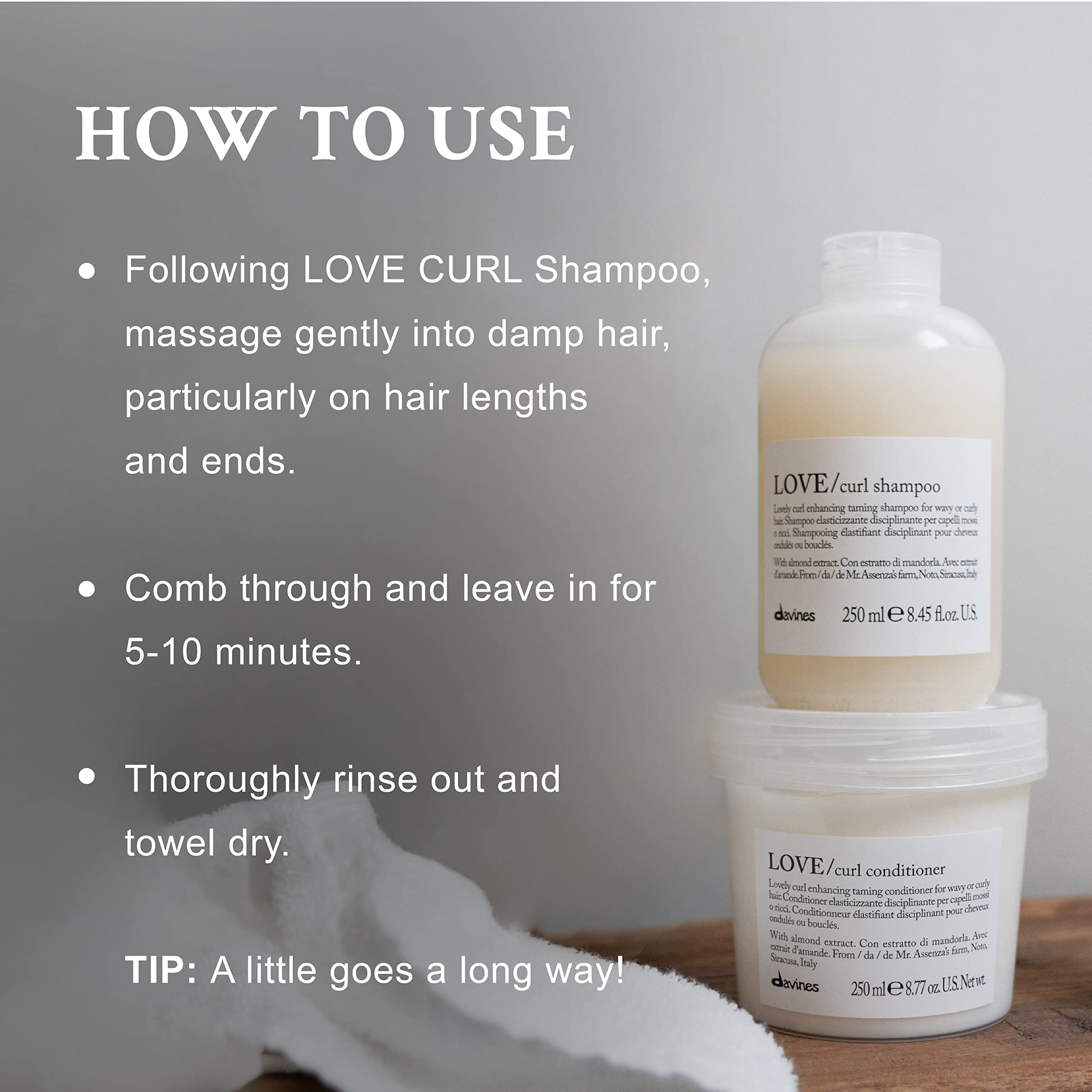 Davines LOVE Curl Conditioner, Enhance and Control Curly and Wavy Hair, Weightless Volume and Softness