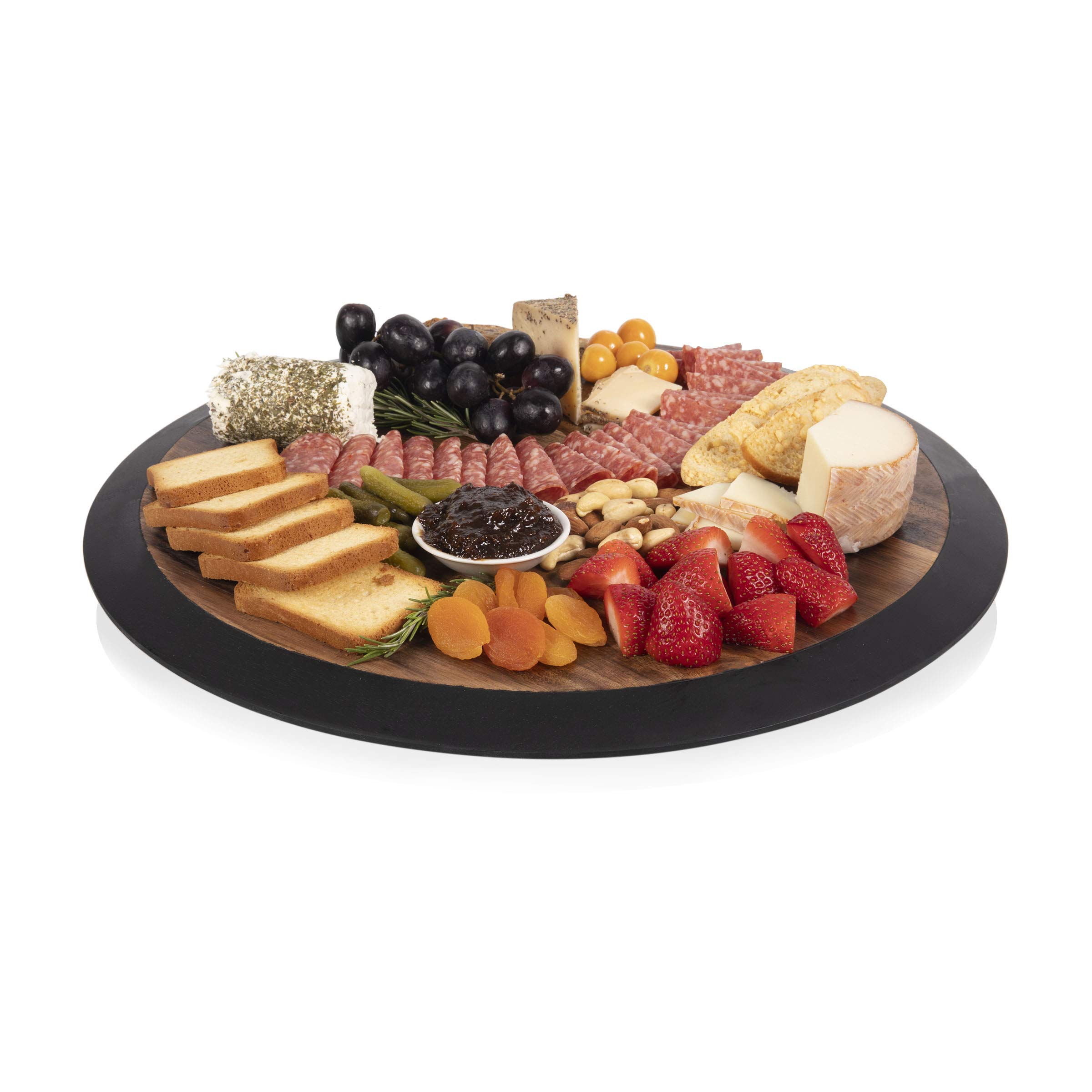 TOSCANA - a Picnic Time Brand Lazy Susan Tray Wooden Turntable Round Charcuterie Board, Cheese Serving Platter, (Fire Acacia Wood)