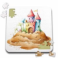 3dRose Cute Image of Watercolor Sand Castle Illustration - Puzzles (pzl-381449-2)
