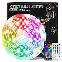 32.8ft Led Lights for Bedroom, ZYZYKEJI 5050 RGB Led Strip Lights Music Sync Color Changing, Led Light Strip with Remote and App Control Led Strips, Led Lights for Room Home TV Party Decoration