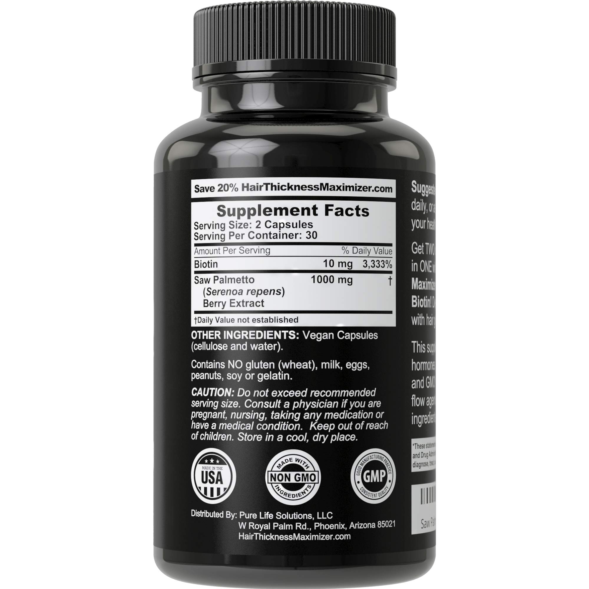 Mua Saw Palmetto + Biotin Advanced 2-in-1 Combo for Hair Growth. Vegan Capsules  Supplement with Natural Saw Palmetto Extract + 10000mcg Biotin. Hair Loss  and Regrowth Pills for Men and Women. DHT