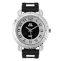Techno Pave Mens 52mm Oversized Iced Silicone Band Watch with Numeral Dial