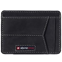 Alpine Swiss Oliver Mens RFID Blocking Minimalist Front Pocket Wallet Leather Comes in a Gift Box Distressed Charcoal Stone Wash