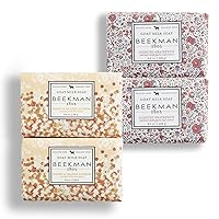 Beekman 1802 Goat Milk Body Soap Bar - 9 oz, Pack of 4 - Nourishes, Moisturizes & Hydrates - 100% Vegetable Soap with Lactic Acid - Good for Sensitive Skin - Cruelty Free