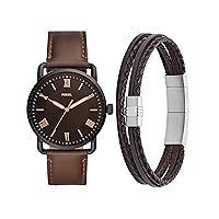 Fossil Copeland Men's Watch with Slim Case and Genuine Leather Band