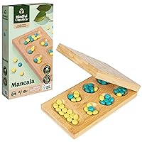 Mindful Classics, Mancala Board Game Made from Bamboo & Recycled Plastic for Earth Day, Eco-Friendly Products for Adults and Kids Ages 8 and up