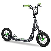 Expo Kick Scooter, BMX-Style Handlebar & Brake Cable Rotor, For Riders Ages 6 and Up, Rear Axle Pegs, 12-Inch Air Tires, Max. Weight of 175 lbs